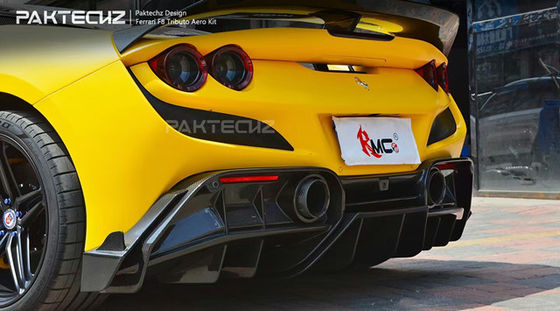 Paktechz Style Carbon Fiber Kit untuk Ferrari F8 Carbon Fiber Body Kit Bagian Depan Sekop Bagian Belakang Diffuser Spoiler