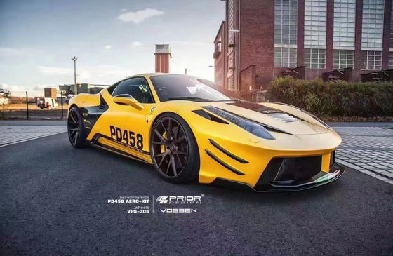 Untuk Ferrari 458 Carbon Fiber Body Kit 458 Upgraded PD Style Bagian depan dan belakang Bumper Spoiler Hood Body Kit