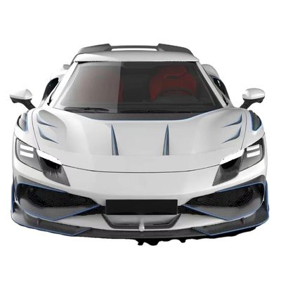 296GTB Ferrari Kit Car Body 2021 Serat Karbon Kering Lip Depan Mobil Depan Bumper Diffuser
