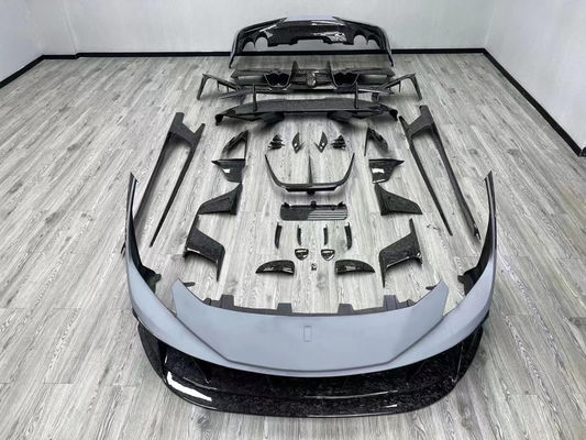 Blue F8 Ferrari Body Kit F8 MSY Style Front Bumper Lip Body Kit Spoiler Side Skirt