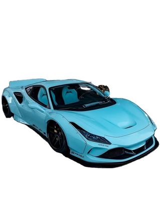 F8 Ferrari Auto Body Kit LB Style Blue Carbon Fiber Spoiler Lip Wide Body Kit Wheel Arch