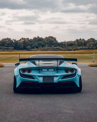 F8 Ferrari Auto Body Kit LB Style Blue Carbon Fiber Spoiler Lip Wide Body Kit Wheel Arch