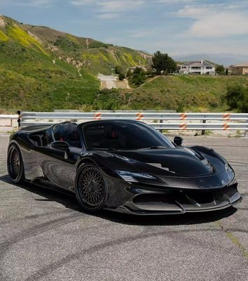 SF90 Ferrari Carbon Fiber Body Kit 1016 Style Front Lip Air Intake Hitam Spoiler Fender