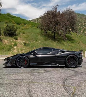 SF90 Ferrari Carbon Fiber Body Kit 1016 Style Front Lip Air Intake Hitam Spoiler Fender