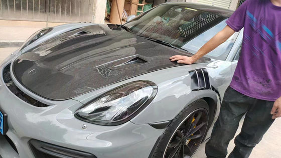 Produk Serat Karbon untuk Porsche 981 Boxster Kapsul Serat Karbon 981 Tutup Hatch Mesin Serat Karbon 2013-2015