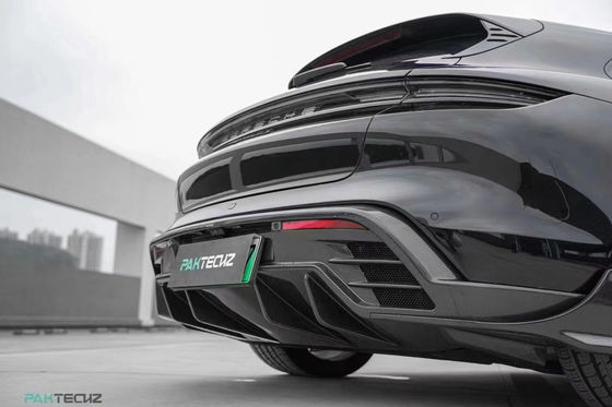 Kit bodi serat karbon kering untuk Porsche Taycan Taycan Upgrade PAKTECHZ Style Bagian depan Sekop Diffuser Spoiler Body Kit