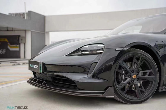 Kit bodi serat karbon kering untuk Porsche Taycan Taycan Upgrade PAKTECHZ Style Bagian depan Sekop Diffuser Spoiler Body Kit