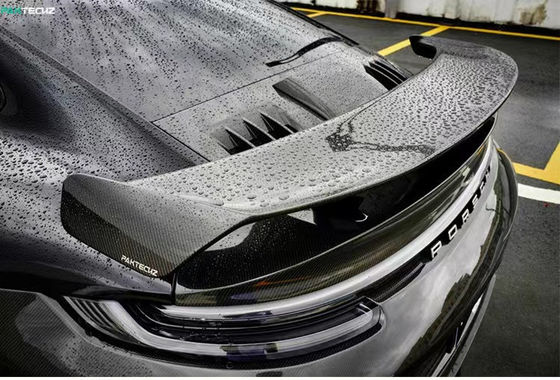 Untuk Porsche 992 Turbo Carbon Fiber Spoiler 992 Turbo Upgrade Paktechz Style Carbon Fiber Tail Cover Spoiler