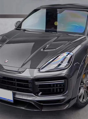 Untuk Porsche Cayenne Carbon Fiber Wide Body Kit Cayenne Upgrades Gaya MSY Carbon Fiber Front Lip Diffuser Spoiler Hood