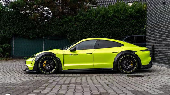 Untuk Porsche Taycan Wide-body Kit Taycan Upgrades PD-style Carbon Fiber Front Lip Diffuser Spoiler Side Skirt Wheel Arch