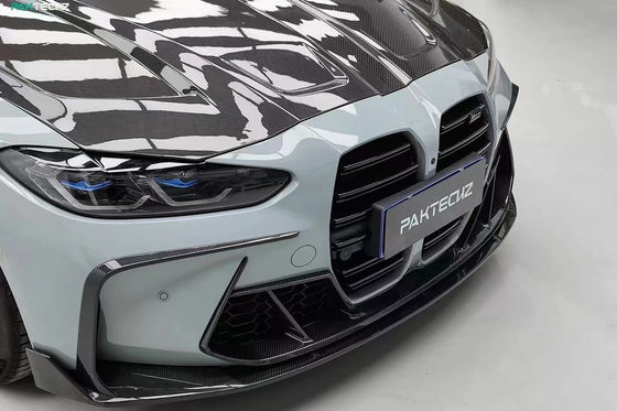 Untuk BMW G80 G82M3 M4 Carbon Fiber Body Kit G80 G82M3 M4 Upgraded Paktechz Style Front Lip Diffuser Spoiler Hood