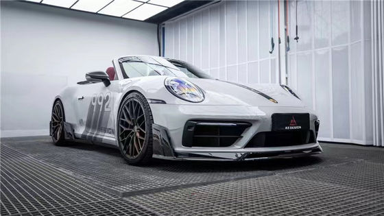 Untuk Porsche 992s Karbon Fiber Body Kit 992s AE Style Dry Carbon Fiber Front Lip Diffuser Spoiler Side Skirt