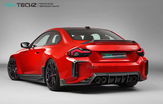 Untuk BMW M2 G87 Carbon Fiber Body Kit M2 Upgraded Paktechz Style Carbon Fiber Front Lip Diffuser Spoiler Hood
