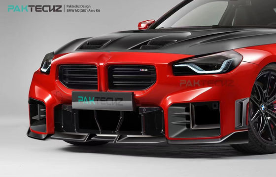 Untuk BMW M2 G87 Carbon Fiber Body Kit M2 Upgraded Paktechz Style Carbon Fiber Front Lip Diffuser Spoiler Hood