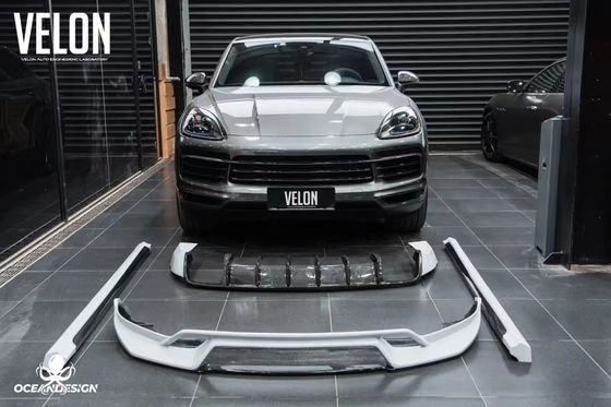 Penggantian 2019 Porsche Cayenne Body Kit Side Skirt Dry Carbon Fiber Diffuser Spoiler