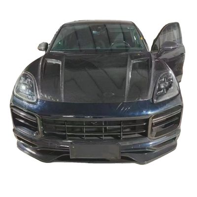 2019 Black Porsche Cayenne Body Kit TH Style Hood Penutup Mesin Serat Karbon Kering