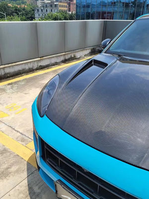 2019 Black Porsche Cayenne Body Kit TH Style Hood Penutup Mesin Serat Karbon Kering