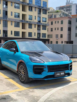 2019 Black Porsche Cayenne Body Kit TH Style Hood Penutup Mesin Serat Karbon Kering