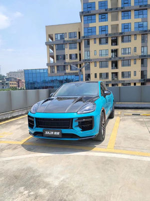 2019 Black Porsche Cayenne Body Kit TH Style Hood Penutup Mesin Serat Karbon Kering