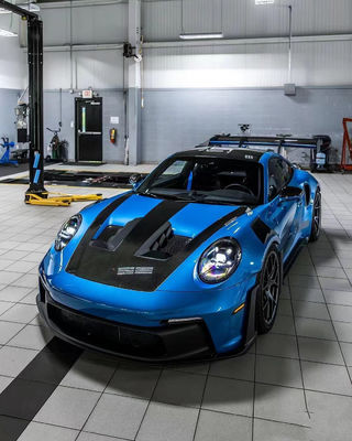 Blue Porsche Body Kit 992 GT3RS Style Kapsul Serat Karbon Kering