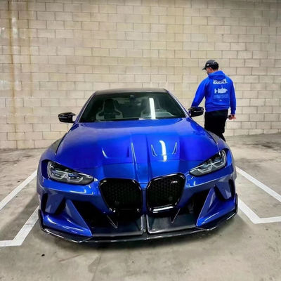 4 Coupe Bmw M3 Body Kit Biru Ganti Bagian Depan Gaya GEEX Bagian Depan Bumper Fenders
