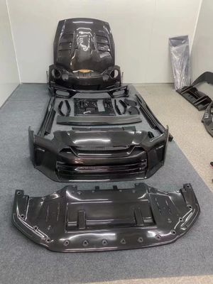Untuk Nissan GTR R35 Carbon Fiber Body Kit GTR Upgraded Top Style Carbon Fiber Bagian depan dan belakang Bumper Side Skirt Spoilers