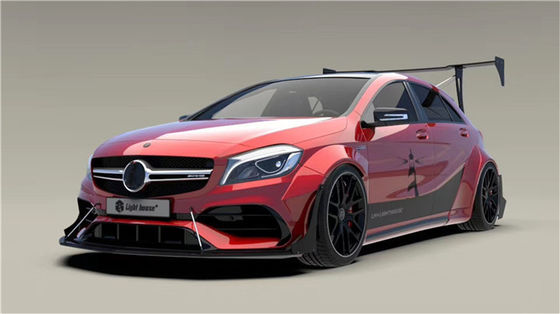 Untuk Mercedes AMG A45 Carbon Fiber Body Kit A45 Upgraded Top Style Front Shovel Diffuser Spoiler Wide-body Kit