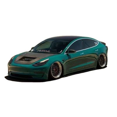 146cm Model 3 Tesla Body Kit Plastik Kapsul Serat Karbon Transparan
