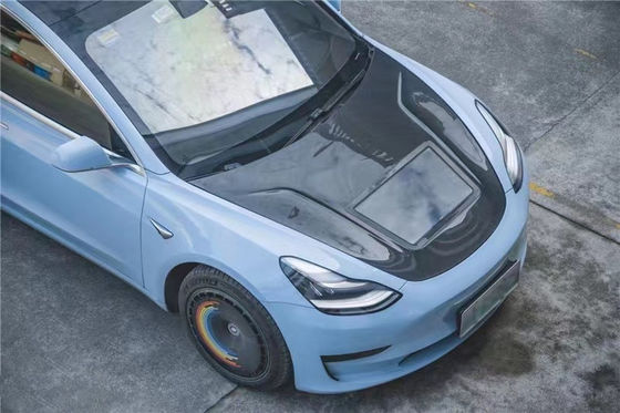 146cm Model 3 Tesla Body Kit Plastik Kapsul Serat Karbon Transparan