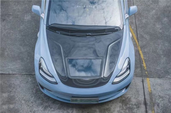 146cm Model 3 Tesla Body Kit Plastik Kapsul Serat Karbon Transparan