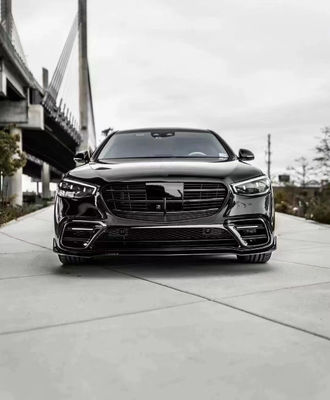 Untuk Mercedes S-Class W223 S400 S450 Carbon Fiber Body Kit W223 Maybach Upgraded BUS Style Front Shovel Diffuser Spoiler