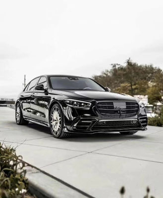 Untuk Mercedes S-Class W223 S400 S450 Carbon Fiber Body Kit W223 Maybach Upgraded BUS Style Front Shovel Diffuser Spoiler