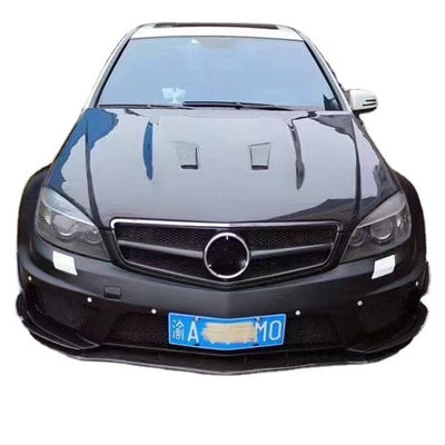Untuk Mercedes W204 C63 Body Kit W204 Upgraded Black Series Style Bagian depan dan belakang Bumper Hood Widebody Kit